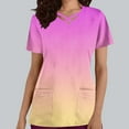 thumbnail image 2 of YOIAVAIOY Yellow Trendy Tops for Women Summer Short Sleeve V Neck Nursing Shirts Gradient Fashion Going Out Casual Work Uniform S, 2 of 5