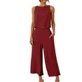 thumbnail image 5 of Gkeoshab Sweaters for Women Women's 2 Piece Outfits Casual Summer Sleeveless Tops and Long Lounge Sets With Pockets Wine M, 5 of 8