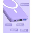 thumbnail image 2 of Podoru Wireless Portable Charger, 10000mAh Magnetic Power Bank LED Display 22.5W PD Fast Charging Battery Pack for iPhone 16/15/14/13/12/Mini/Pro/Pro Max-Purple, 2 of 7