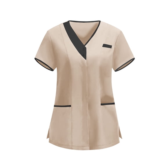 Ahabrexf Nursing Tunic for Women V-Neck Short Sleeve Outfit Top with Print