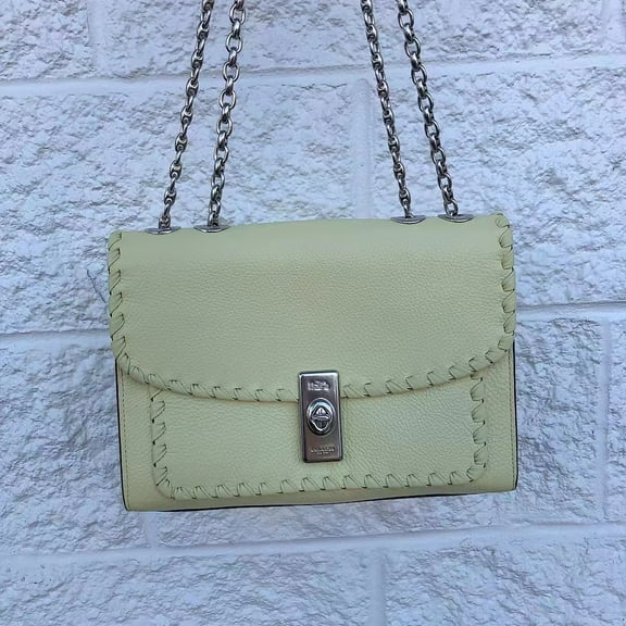 Coach CA239 Lane Shoulder Bag With Whipstitch In SV/Pale Lime