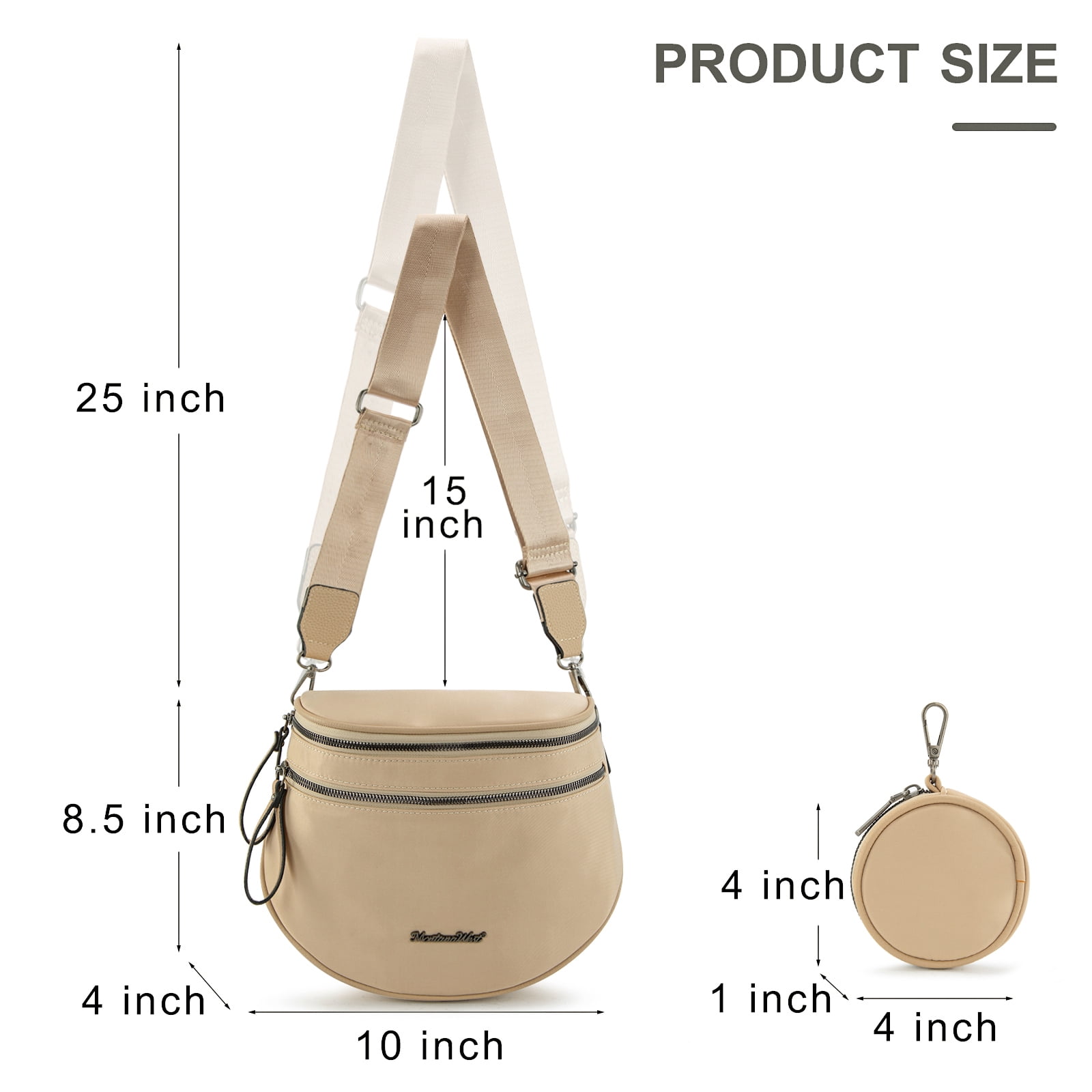 Montana West Large Crossbody Bags for Women Bum Bag Sling Purse with Adjustable Strap, Khaki