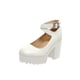 thumbnail image 2 of Zapatos de tacón alto con cordones y plataforma impermeable para mujer, sandalias con correa en el tobillo y hebilla de cinturón Wmkox8yii  hfjk1905, 2 of 5