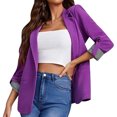 thumbnail image 3 of YUNAFFT Women's Tops, Jackets& Coat Clearance, Women Business Attire Solid Color Stitching Stripe Long Sleeve Pocket Cardigan Coat Top, 3 of 8