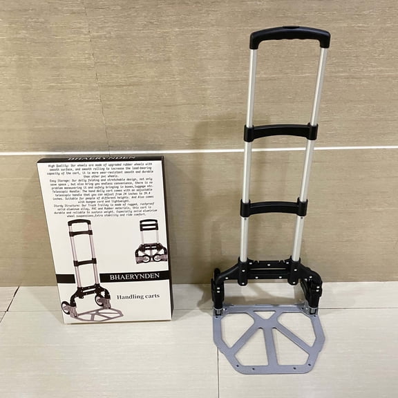 BHAERYNDEN Handling carts,Folding Hand Truck Dolly Aluminum Folding Hand Cart Luggage Trolley Cart Max 175lbs Capacity Dolly Cart, with Telescoping Handle and Rubber Wheels