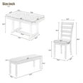 thumbnail image 6 of Dining Table Set for 6, 6 Piece Wood Kitchen Table Set, Dining Table and Chairs Set, Home Furniture Table Set with Chairs & Bench, Light Gray, 6 of 9