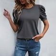 thumbnail image 4 of Besolor Tuniques d'Été pour Femmes, Col Rond Tendance, Manches Courtes Bouffantes, Chemises Décontractées pour Sortir, 4 of 6