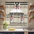 thumbnail image 3 of Easter Bunny Swag Curtains Valance & Tier Set, Glasses Bunny Carrot Black White Diamond Plaid 3 Pcs Set Kitchen Swag Valances and Tiers 36 Inch Length Rod Pocket Curtain Drapes for Bedroom, 3 of 9