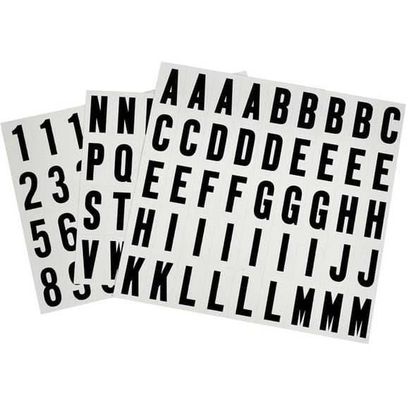 1 in. Black & White Glossy Vinyl Square Cut Self Adhesive Letters & Numbers