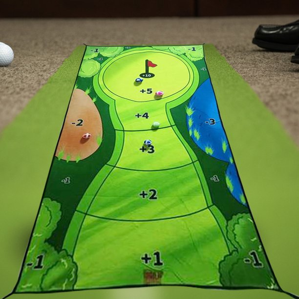 Tapete De Juego Juego de golf informal Poner estera de astillado Ayudas de entrenamiento de práctica con kits de césped de bolas
