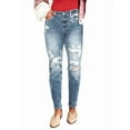 thumbnail image 2 of Women'S Ripped Mid Waisted Boyfriend Jeans Loose Fit Distressed Stretchy Denim Pants Light Blue XXL, 2 of 6
