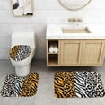 thumbnail image 2 of 4PCS Leopard Print Splice Pink Bowknot Shower Curtain Set with Rug, Toilet Lid Cover and Bath Mat, Shower Curtain with 12 Hooks, Durable Shower Curtain for Bathroom Set, 2 of 7