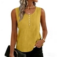 thumbnail image 6 of Lumtrix Cotton Linen Tank Tops For Women Casual Cute Gauze Button Down Crewneck Sleeveless Summer Shirts Loose Lightweight Vests 2026 Yellow 2XL, 6 of 6