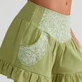 thumbnail image 3 of ITSAME Womens Casual Shorts, New Embroidered High Waist Ruffle Hem Pull-On Shorts with Pockets Army Green, 3 of 8