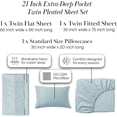 thumbnail image 2 of Southshore Fine Linens Vilano Pleats 3 Piece Extra Deep Pocket Sheet Set, 21-Inch Deep Pocket Bed Sheets with Flat Sheet and Pillowcase, Extra Soft Brushed Microfiber, Twin, Sky Blue, 2 of 9