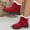 #356-Red, variant on Women's Platform Round Toe Mid-Calf Boots - Fashion Casual Slip-On with Thick Lining & Low Heel Ankle Booties for Everyday Wear