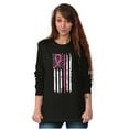 thumbnail image 4 of Breast Cancer Pink Line American Flag Women's Long Sleeve T Shirt Brisco Brands S, 4 of 6