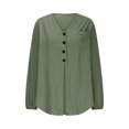 thumbnail image 4 of Summer Akafmk 3/4 Sleeve Shirts for Women,Summer Womens Button Up Top,V-Neck Long Sleeve Loose Button Imitation Cotton and Linen Tunic Summer Shirt Blouse with Pockets, 4 of 5