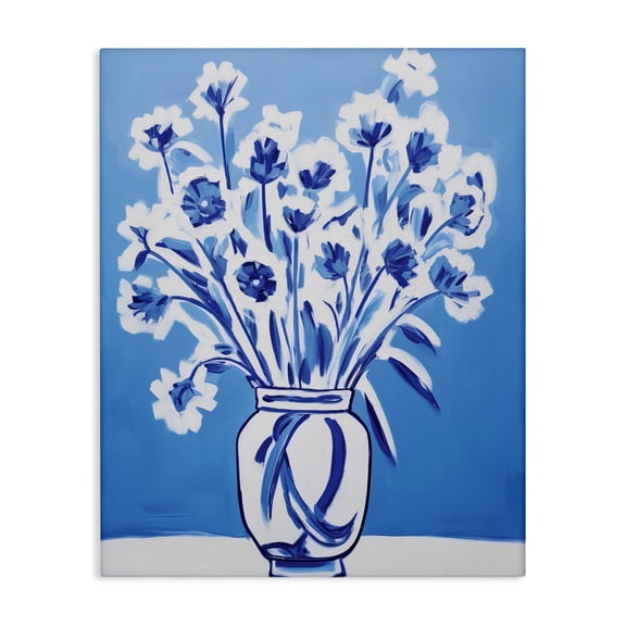 Blue & White Contrast Flowers Canvas Wall Art, design by Lettered and Lined