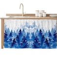 thumbnail image 2 of Blue Christmas Cabinet Curtain 32"Wx55"L,Dustproof Pantry Door Curtain with Self Adhesive Tape,Winter Snowflake Abstract Forest Tree Tall Storage Cover Privacy Drape for Bathroom Kitchen Laundry Room, 2 of 9