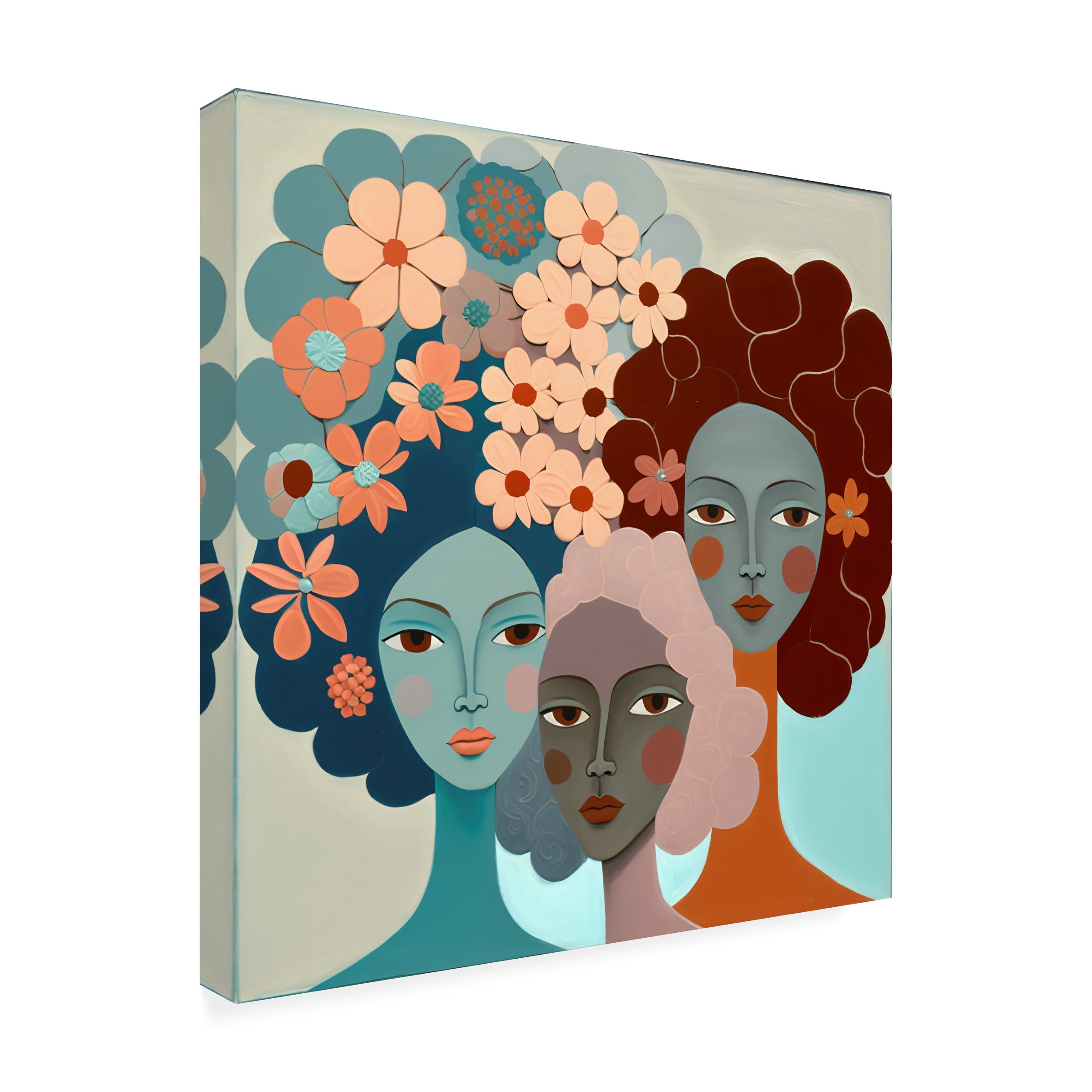 Canvas Wall Art - Ray Heere 'Mid Century Diversity Portraits 16' Wall Art for Living Room, Bedroom, or Office Décor by Trademark Fine Art - 35 x 35 Inches