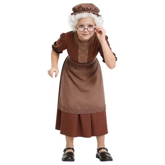 Ensemble de Robe en Dentelle pour Fille Grand-Mère Historique avec Bonnet Idéal pour Tous les Jours et les Occasions de Fête sur Vêtements de Costume