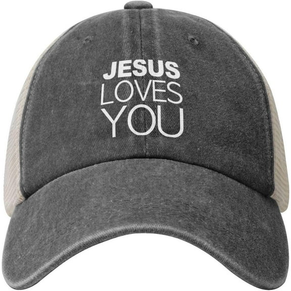 Jesus Loves You Cowboy Hat Men Vintage Mesh Baseball Cap Women Dad Hat Sun Hat Trucker Hat Black