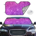 thumbnail image 3 of Lsque Pink Purple Glitter Car Windshield Sun Shade | Accordion Folding Style Auto Shade for Car Truck SUV Van | Blocks UV Rays Sun Visor Protector | Small, 3 of 7