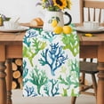 thumbnail image 5 of Burlap Table Runner 120 Inches Long, Coastal Ombre Blue Green Coral Non-Slip Kitchen Table Runners for Dining Room Everyday Use Party Table Decorations Abstract Marine Plant, 5 of 9