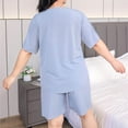 thumbnail image 6 of Aezemi Women Plus Size Sleep Set 2 Piece Fashion Short Sleeve Tops Shorts Summer Spring Home Comfy Casual Pajama Sets for Women 3XL, 6 of 9
