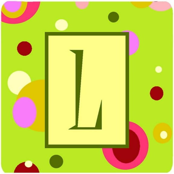 Monogram - Green Foam Coasters Initial Letter L, Set Of 4