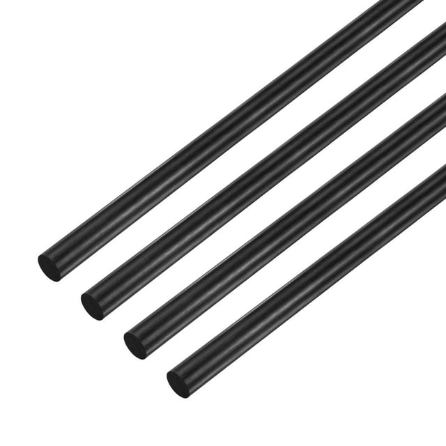 Uxcell 4-Pack Varillas de Fibra de Carbono, 100mm de Longitud 5mm de Diámetro Varilla Sólida de Fibra de Carbono Mate