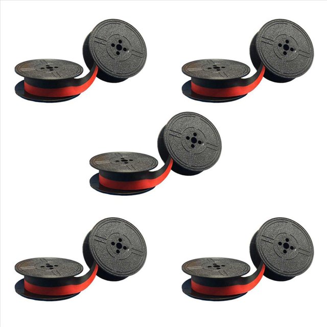 5Pack Typewriter Ribbon Twin Spool Typewriter Ribbon Red and Black Twin Spool Replacement Pack for Most Typewriter,5 x Typewriter ribbons,Black & Red