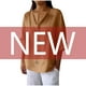 thumbnail image 5 of Conjuntos de trabajo para mujer,Blusa de mujer con escote en V, manga 3/4, aspecto de lino, corte holgado, botones, poliéster, ropa informal, sopatenor, 5 of 9