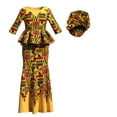 thumbnail image 2 of BAZINRICHE African Women's Sexy Slim Long Dresses with Headscarf African Printed Traditional Evening Gowns, 2 of 2