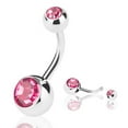 thumbnail image 4 of 12pcs Ball Crystal Rhinestone Belly Navel Button Rings Dangle Bar Ring Body Piercing Jewelry, 4 of 9