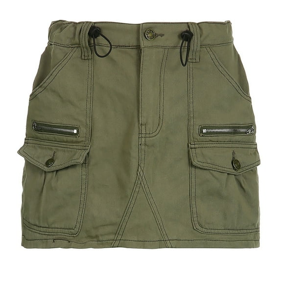 Sngxgn Women's High Waist Split Hem Skort Skirt(Green,S)