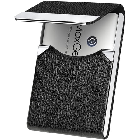 MaxGear RFID Blocking Business Card Holder, PU Leather Slim Name Card Case for Men & Women, Magnetic Closure, Compact & Durable, Black