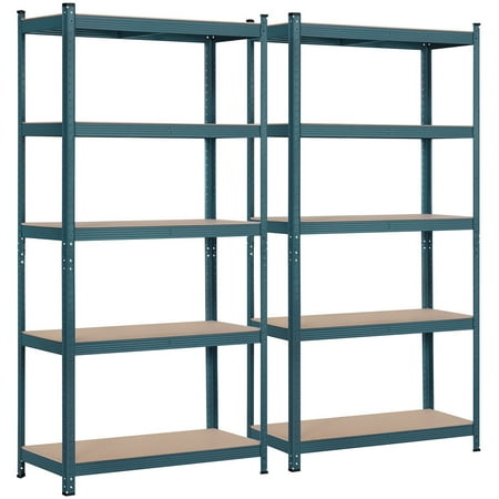 

Topeakmart 2PCS 5-Tier Metal Boltless Storage Rack with Adjustable Shelves for Home Warehouse Neptune Blue
