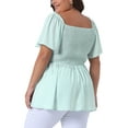 thumbnail image 4 of DARING DIVA Women's Plus Square Neck Ruffle Hem Blouse 4X Light Green, 4 of 6