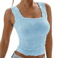 thumbnail image 2 of Wxolcjlv Womens Sports Bras Square Neck Ribbed Tank Tops Sleeveless Crop Tops Summer Clothes Full Coverage Vest Underwear Yoga Everyday Bra Size S-L, 2 of 5