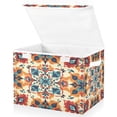 thumbnail image 2 of WOBOGO Bohemian Motifs Large Collapsible Storage Box Flip Lid Fabric Decorative Organizer Container Basket with Handles 16.5×12.6×11.8in, 2 of 7