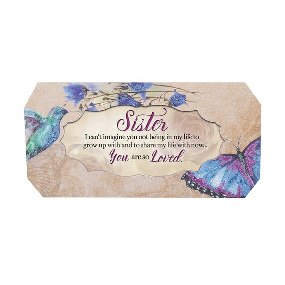 Cottage Garden Sister You are Loved Butterfly and Bird Glitter Musical Box Plays Tune Light Up My Life