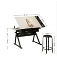 thumbnail image 5 of CQSXDA Adjustable Drawing Drafting Table Desk With 2 Drawers And Stool For Home Office And School Use In Modern Design, 5 of 6