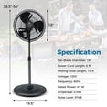 thumbnail image 3 of Costway 16" Oscillating Fan Misting Pedestal Fan with Hose Connector 3 Micro-Mist Levels Black, 3 of 10