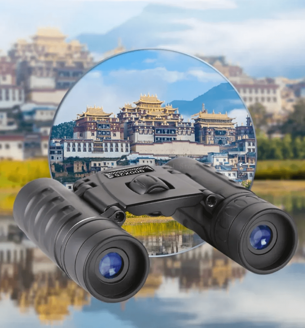 900x25 HD Zoom Portable Powerful Binoculars Long Range BAK4 Telescope Folding Low Light Binoculars for Hunting Camping