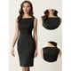 thumbnail image 2 of Vestido tubo sin mangas para mujer cuello barco casual vestidos de oficina Negro S, 2 of 6