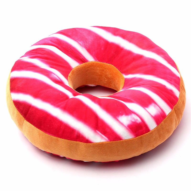 Soft + Comfortable Cotton Fabric Plush Doughnut Food Back Pillow