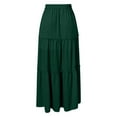 thumbnail image 4 of NINGMENG Skirts For Women Solid Color Summer Layered Wooden Ear Trim High Waist Elastic Lace Ruffled Edge Skirt Holiday Wear,Green,M, 4 of 5
