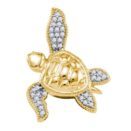 10K Yellow Gold 0.10ctw Fancy Sleek Fashion Diamond Micro Pave Turtle Pendant